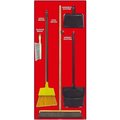Nmc National Marker Janitorial Shadow Board Combo Kit, Red on White, Industrial Grade Aluminum- SBK106AL